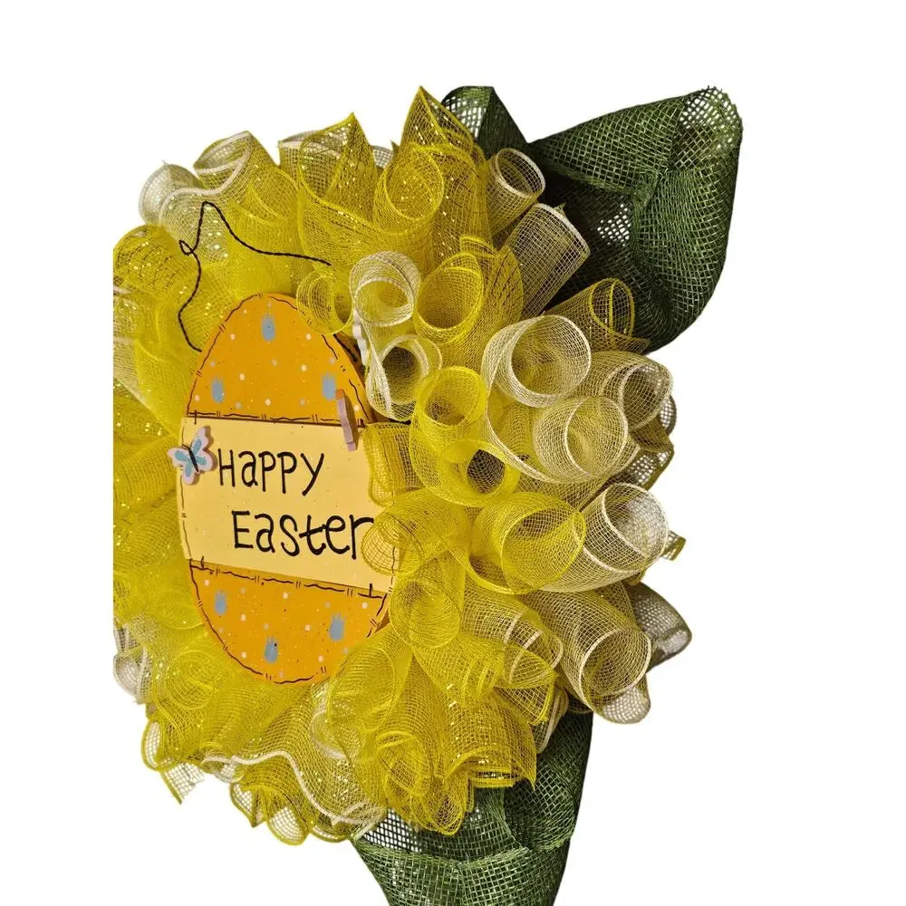 Happy Easter Yellow Wreath Large 24